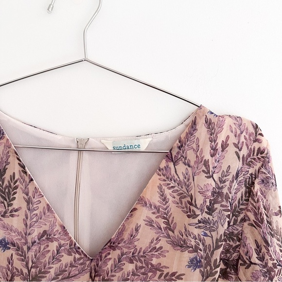 Sundance Lilac Springs Beige Floral Asymmetrical Midi Dress M or L - Picture 7 of 11